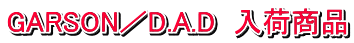 GARSON／D.A.D  入荷商品
